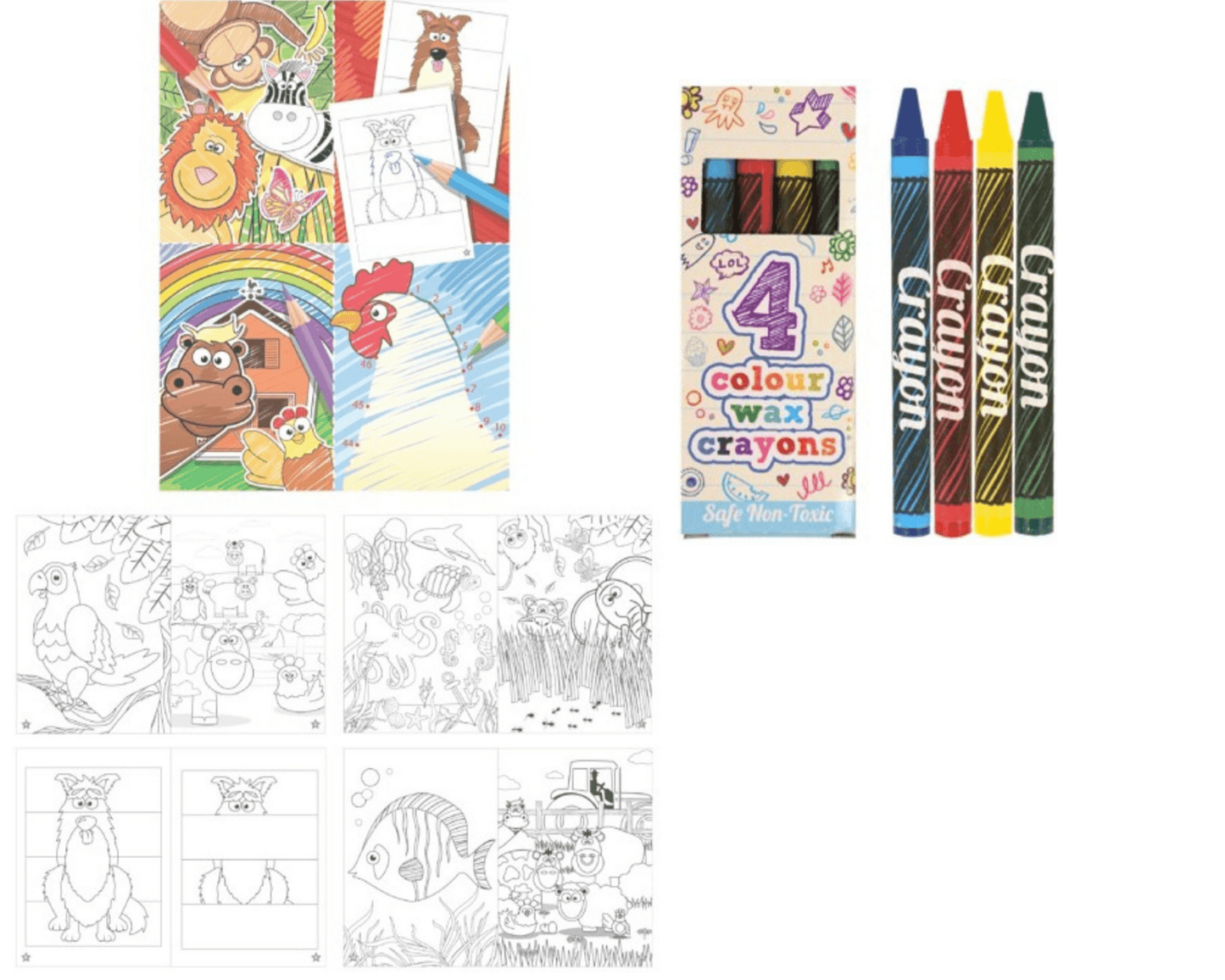 A6 Animal Colour Book & Wax Crayon