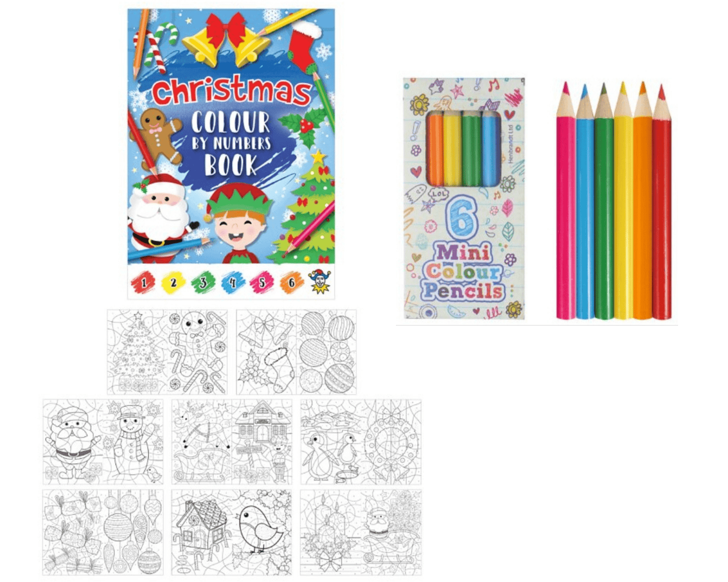 A6 Christmas Colour By Number Puzzle Book & Wax Crayon
