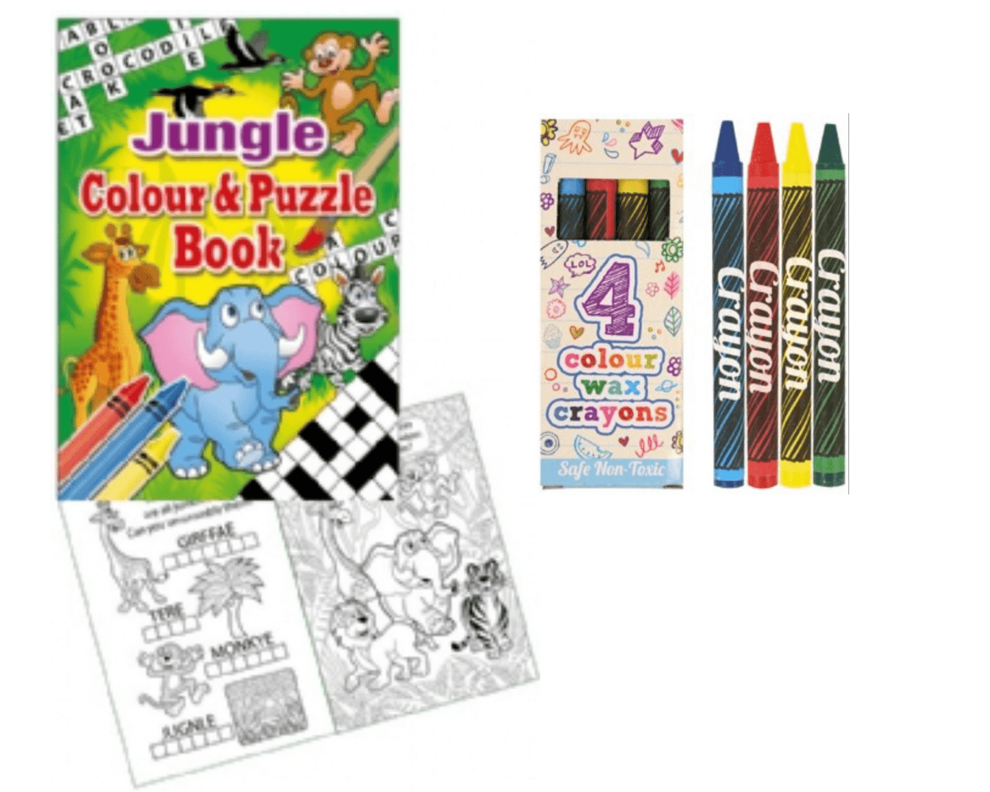 A6 Jungle Colour Puzzle Book & Wax Crayon