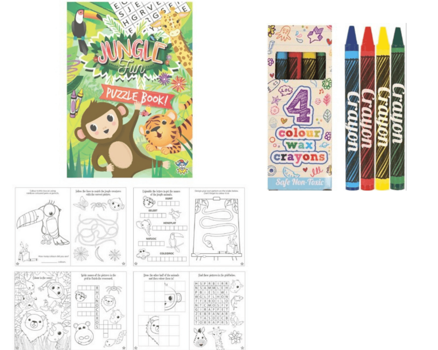 A6 Jungle Puzzle Book & Wax Crayon