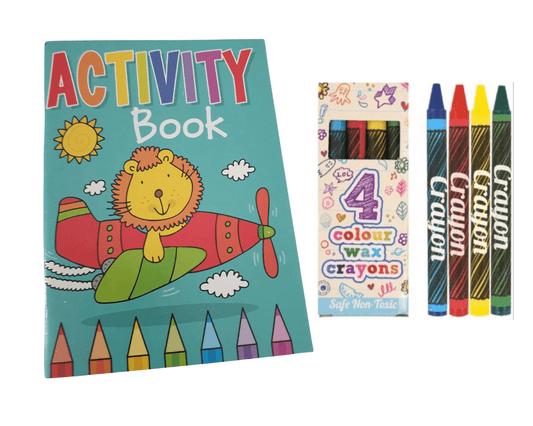 A6 Activity Colouring Book & Wax Crayon