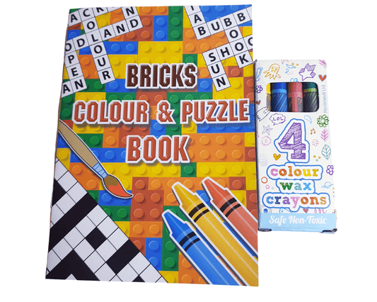 A6 Bricks Puzzle Book & Wax Crayon