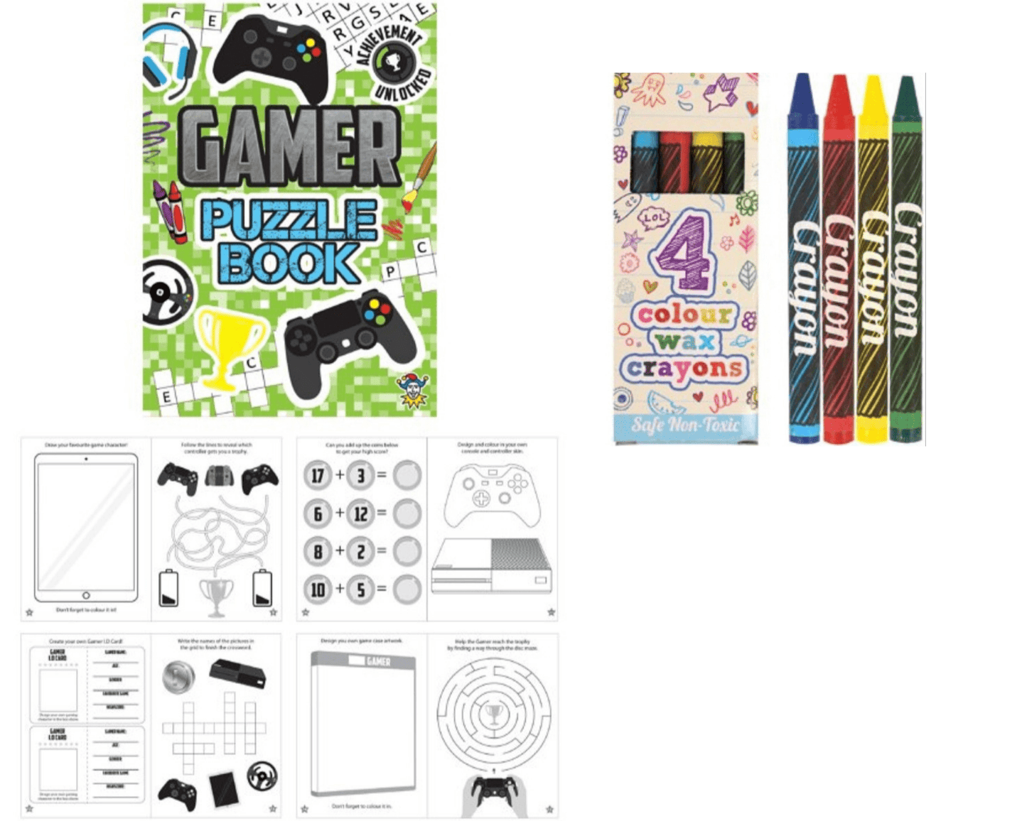 A6 Gamer Puzzle Book & Wax Crayon