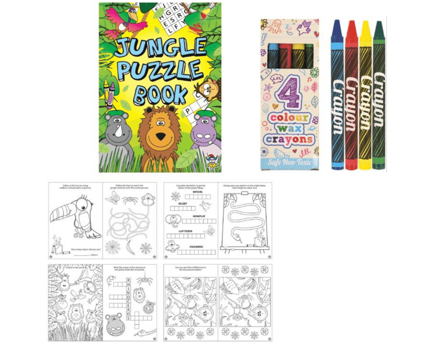 A6 Jungle Puzzle Book & Wax Crayon