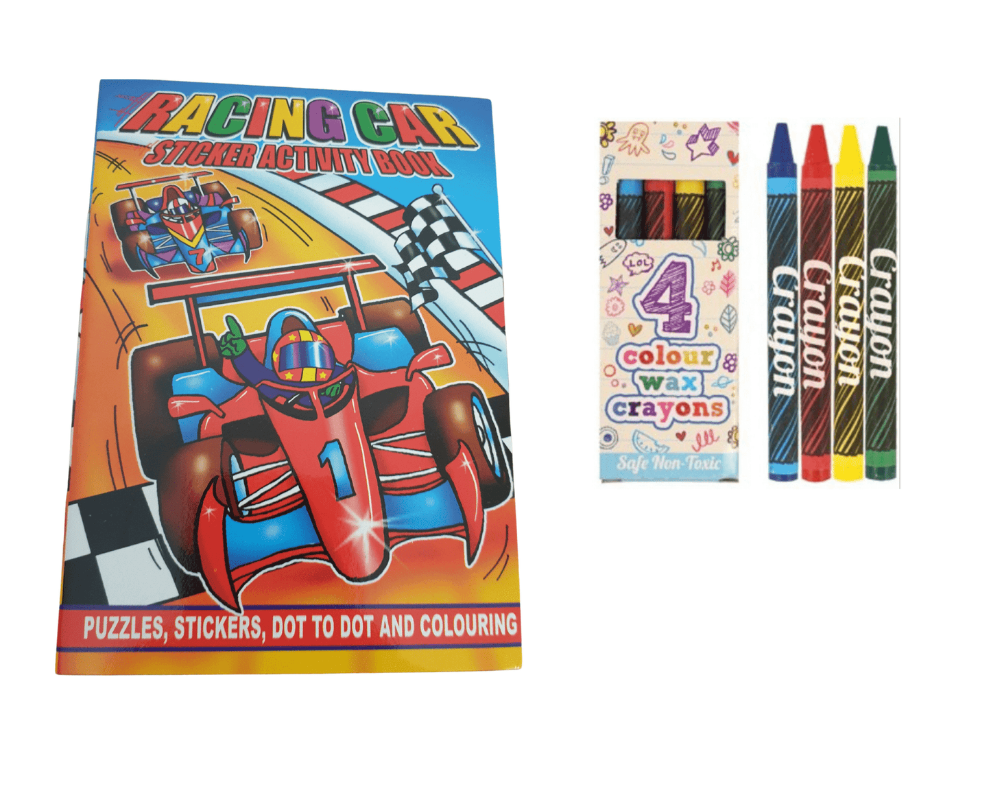 A6 Racing Car Puzzle Book & Wax Crayon