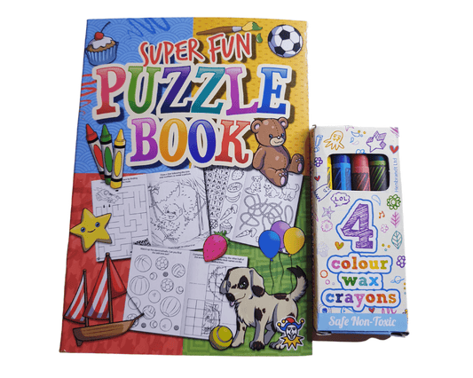 A6 Super Fun Puzzle Book & Wax Crayon