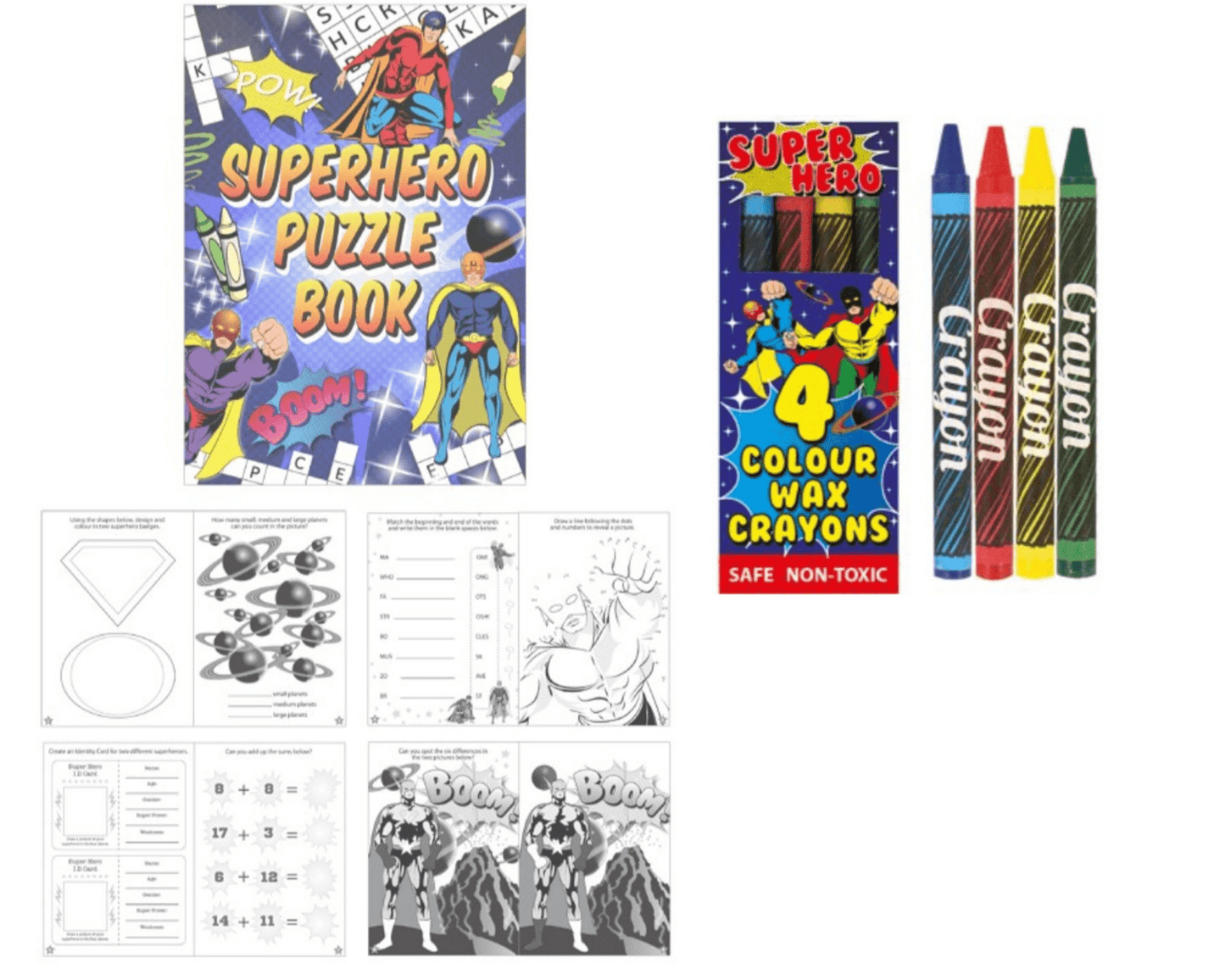 A6 Superhero Puzzle Book & Wax Crayon